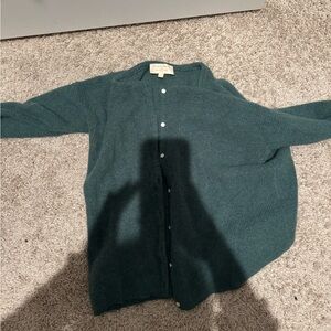 Sezane Teal Button-Up Cardigan